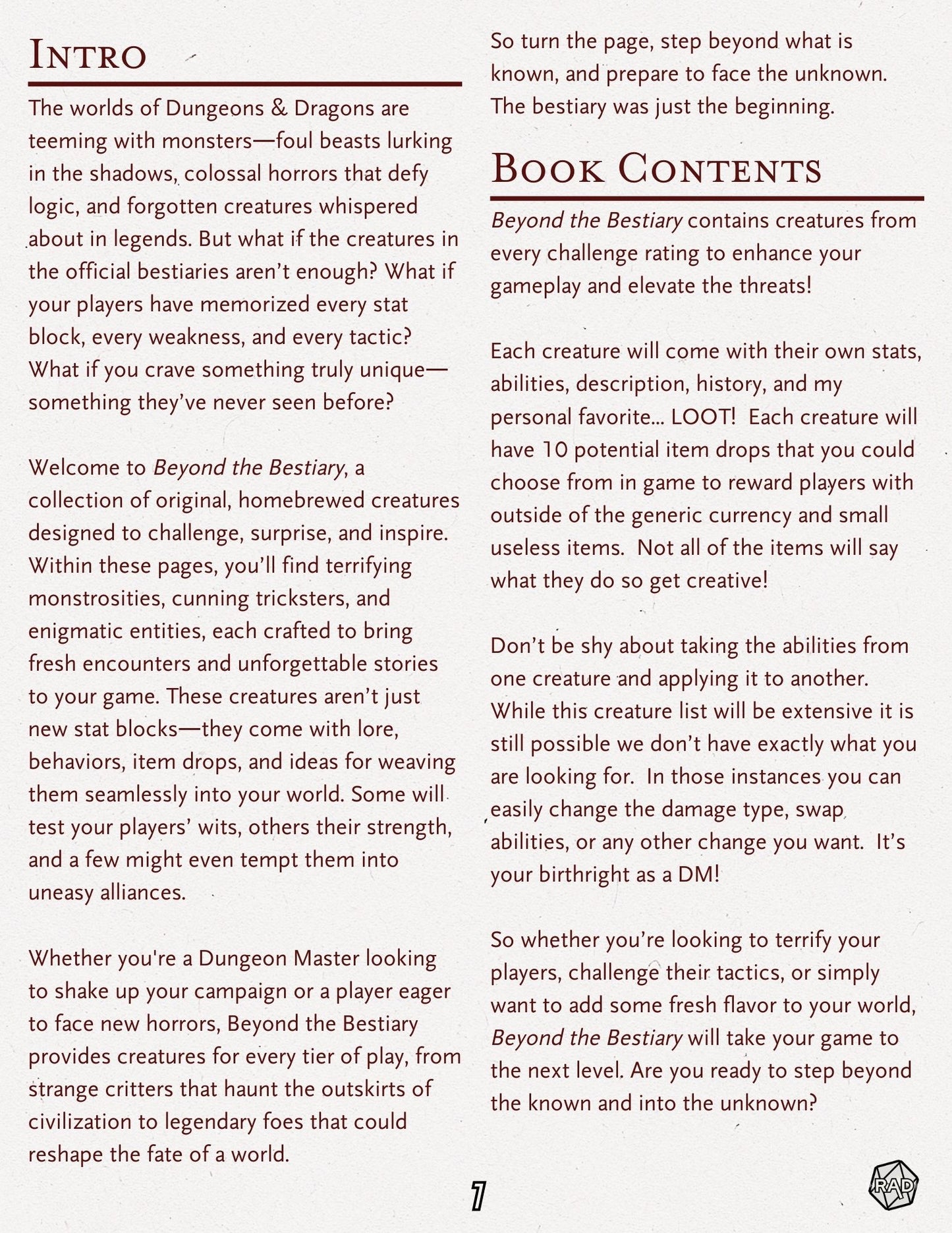 Beyond the Bestiary - DnD 5e Digital Download